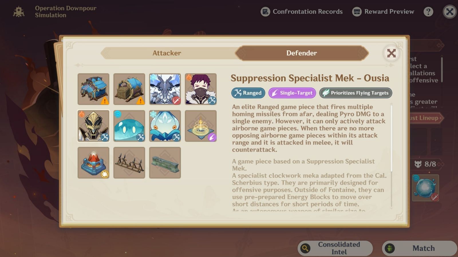 Suppression Specialist Mek - Ousia defensive unit in the new event (Image via HoYoverse)